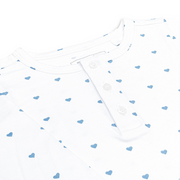 unisex blue heart pima pajamas set