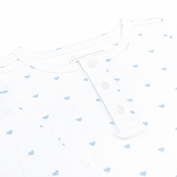 unisex blue heart pima pajamas set