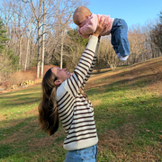 women's cream and brown stripe knit sweater
