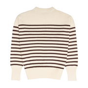 women's cream and brown stripe knit sweater