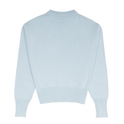 women's light blue cropped knit sweater