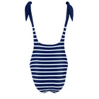 women's navy breton stripe tie-knot one piece