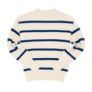 women's cream and navy wide stripe knit sweater