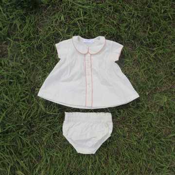 baby girls crème collared bloomer set