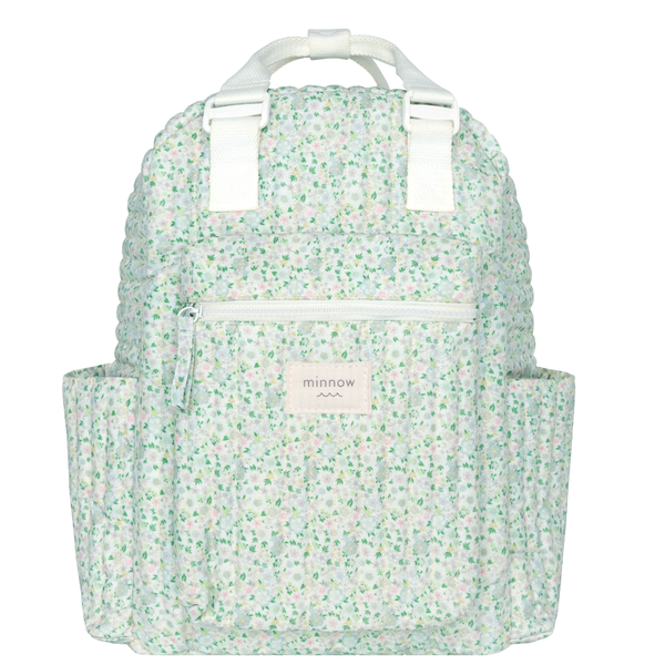 sea marsh floral coated everyday backpack | minnow swim display picture 1