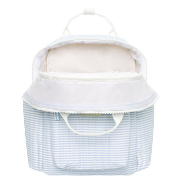 blue white pinstripe mini backpack powder blue stripe coated everyday backpack – minnow