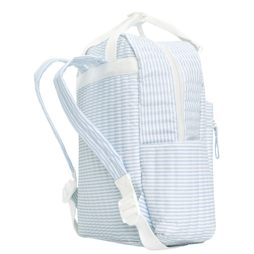 blue white pinstripe mini backpack powder blue stripe coated everyday backpack – minnow