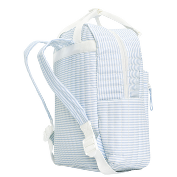 powder blue stripe coated everyday backpack