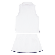 girls white french terry tennis tank top and skort set
