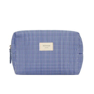 navy stripe interior coated travel pouch