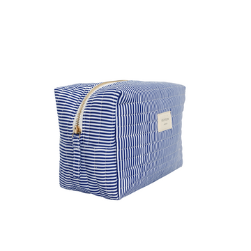 navy stripe interior coated travel pouch