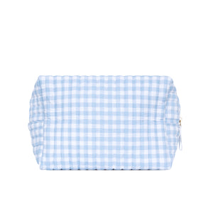 oasis blue gingham travel pouch