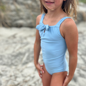 girls freshwater blue gathered one piece