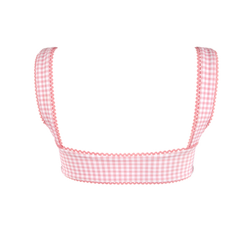 women's pink guava gingham bandeau bikini top