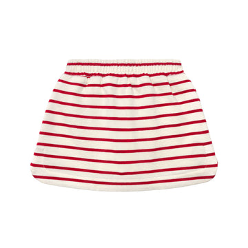 girls cream and red stripe skirt with shorts