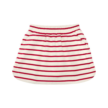 girls cream and red stripe skirt with shorts