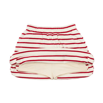 girls cream and red stripe skirt with shorts