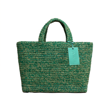 manebi medium emerald melange raffia sunset bag