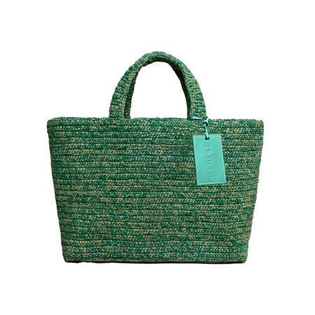 manebi medium emerald melange raffia sunset bag – minnow