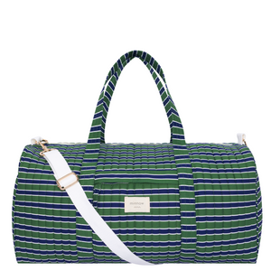 evergreen stripe weekender bag