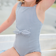 girls harbor stripe tie-front one piece