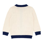 unisex cream and navy trim knit cardigan