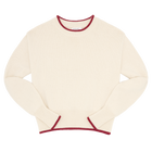 women's cream sweater with red trim