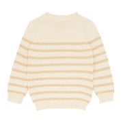 unisex cream and tan stripe knit sweater