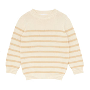 unisex cream and tan stripe knit sweater