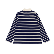unisex navy and cream stripe rugby shirt