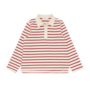 unisex cream and red stripe rugby shirt