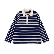unisex navy and cream stripe rugby shirt