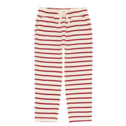 unisex cream and red stripe pant