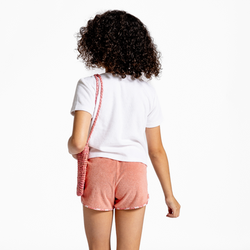 girls east end red french terry shorts