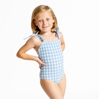 girls surfside blue crinkle gingham one piece