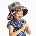 lorna murray x minnow slate floral and blue crosshatch children's capri hat