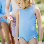 girls dusk blue eyelet ballerina one piece