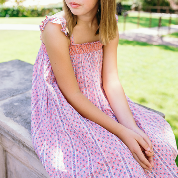 girls rosa vine smocked dress with flutter sleeves – minnow