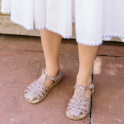 minnow x zimmerman cocoa gingham fisherman sandal