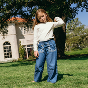 girls chambray embroidered pant