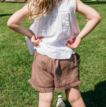 girls cocoa gingham ruffle shorts