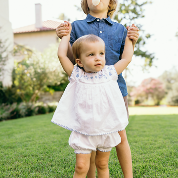 baby girls white embroidered top and bloomer set