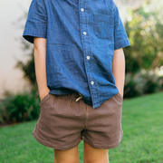 boys cocoa gingham ultra-soft twill shorts