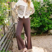 women's brown wide leg knit pant