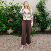 women's brown wide leg knit pant