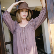 women's cocoa gingham long sleeve cotton coverup