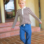 unisex cocoa stripe rugby shirt