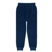 unisex navy french terry sweatpant with evergreen side piping