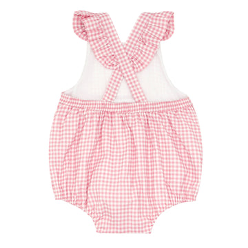 baby girls pink guava gingham bubble romper