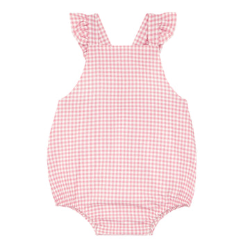 baby girls pink guava gingham bubble romper